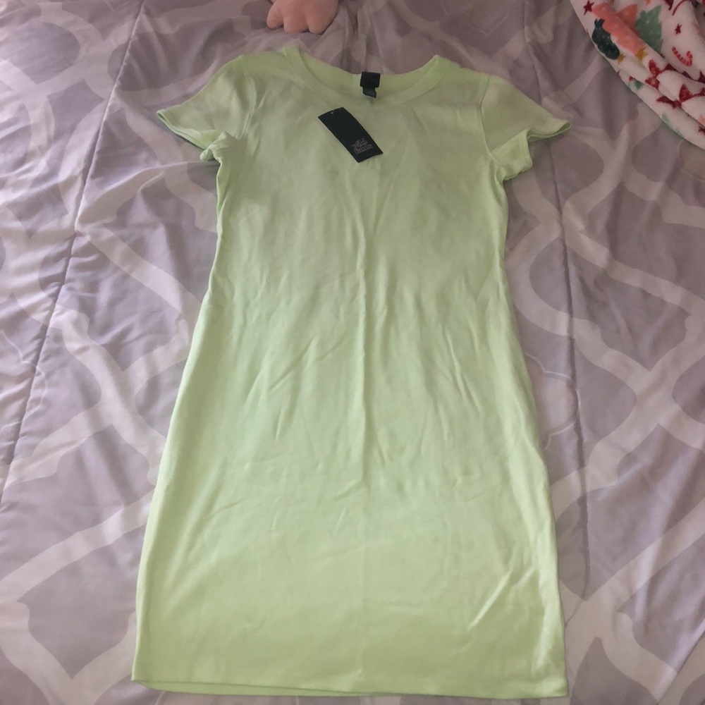 Women’s short-sleeve round neck knit mini dress wild fable green size S